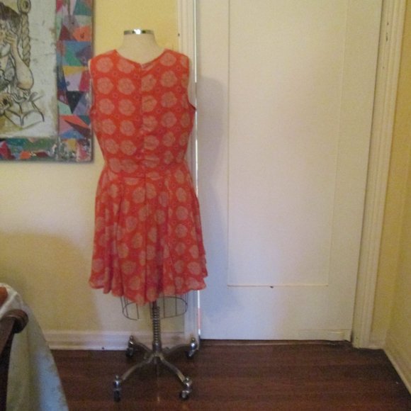 Maison Jules Orange Summer Dress Retro Style M - Picture 3 of 5